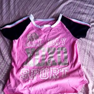 Size is unknown but will provide fit 7-8, Pink shirt